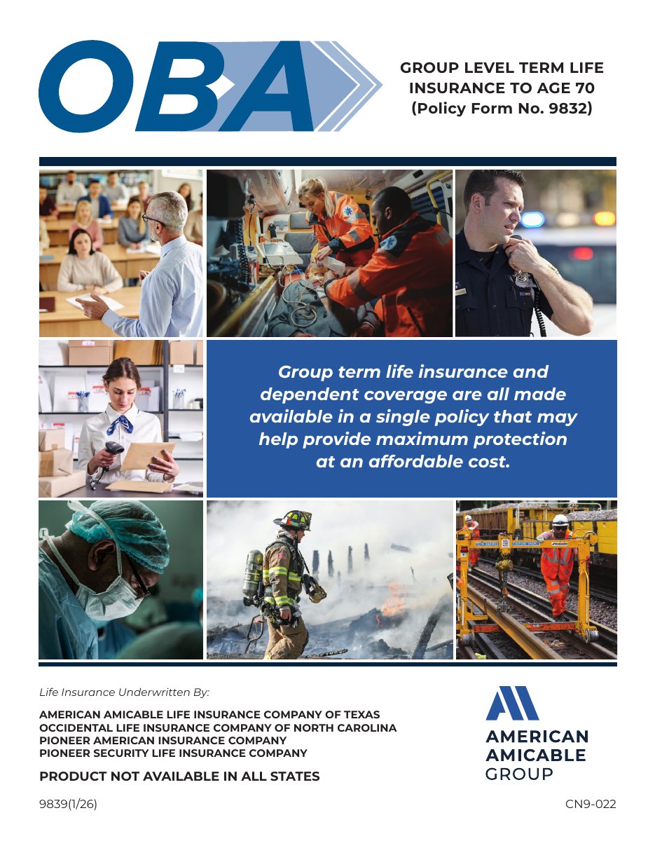 OBA Group Term Life brochure cover